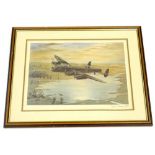 After David Bosanquet. A RAF Bomber, artist signed coloured print, 37cm x 49cm.