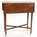 A 19thC mahogany Pembroke table, rectangular top above a frieze drawer with brass handle on square t