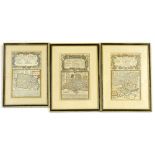 Three 19thC road maps, for London to Pool, Kings Lynn to Norwich and Bristol to Weymouth, all later