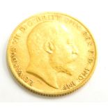 An Edward VII half gold sovereign, dated 1910.