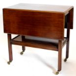 An early 20thC mahogany occasional table or trolley, with a rectangular drop leaf top, with a moulde