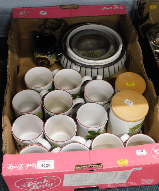 A quantity of Denby 'A Collection of Fruit mugs,' Studio Pottery bowls, etc. (1 box).