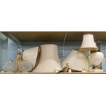 Various table lamps, shades, (a quantity).