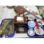 Various horse brasses, rolling pins, trays, Cornishware canisters and covers, etc. (a quantity).