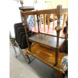 A collection of furniture, to include four stacking chairs, oak two tier hostess trolley, hardwood o