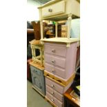 A collection of furniture, to include a quantity of painted pine bedside cabinets, nest of tables, e