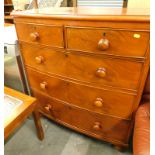 A Victorian mahogany chest of two short and three long drawers.