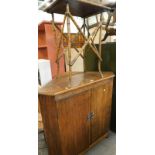 A collection of furniture, to include a bamboo occasional table, oak corner two door cupboard, and a