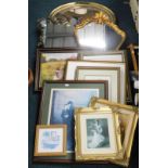 Various wall mirrors, prints, etc. (a quantity).