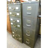 Two green metal filing cabinets.