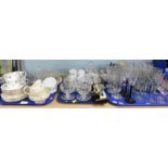 Decorative china glassware, to include a Minton Fortune pattern part teawares, plated ladle, wine gl