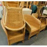 A collection of furniture, to include four wicker tub chairs, stick back chair, etc. (a quantity)