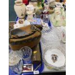 Decorative china and effects, to include Goss ware, vase, hot water jugs, lady's leather handbag, et