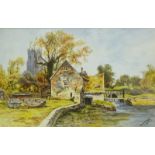 E. Yeomans (19thC/20thC). Place Mill Christchurch, watercolour - pair, signed, titled and dated 1929