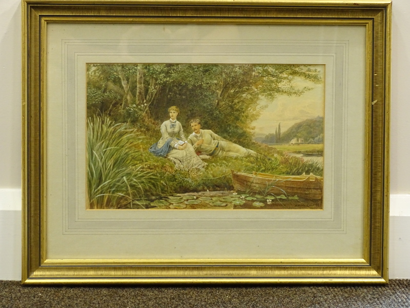 Ebenezer Wake Cook (1843-1926). Figure on the river bank, watercolour, signed and dated (18)78, 18.5 - Image 2 of 4