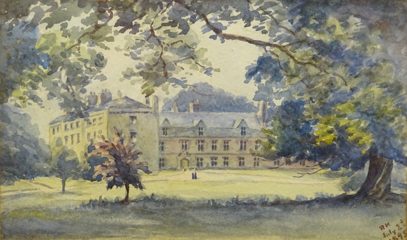 Rachel Mary Harriet Kinnear (1848-1925). Burton Hall, watercolour, initialled and dated July 2nd 189