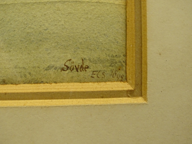 E.C.S. (19thC/20thC). Sovde, watercolour, initialled, titled and dated 1892, 11cm x 18.5cm. - Image 3 of 4
