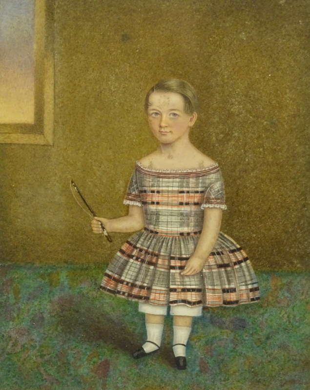 19thC British School. Portrait of a Child, watercolour, 17.5cm x 14cm.