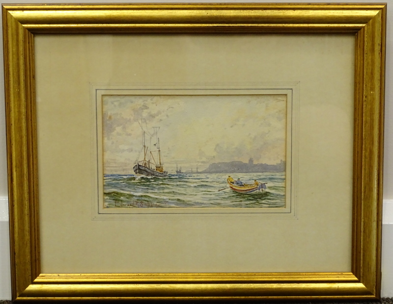 Edward H. Simpson (1901-1989). Keel boats leaving Whitby, watercolour, signed and titled verso, 12.5 - Image 2 of 4