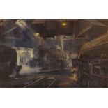 David Shepherd (1931-2017). Willesden Sheds, artist signed limited edition coloured print, 317/850,