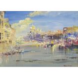 Roberto Luigi Valente (b.1926). Venice canal scene, oil, signed, 26.5cm x 36.5cm.