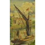 20thC School. Mary York sailing boat, oil on canvas laid on board, 71cm x 39cm.