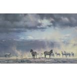 After David Shepherd. Storm over Ambosels, coloured print, and two others. (3)