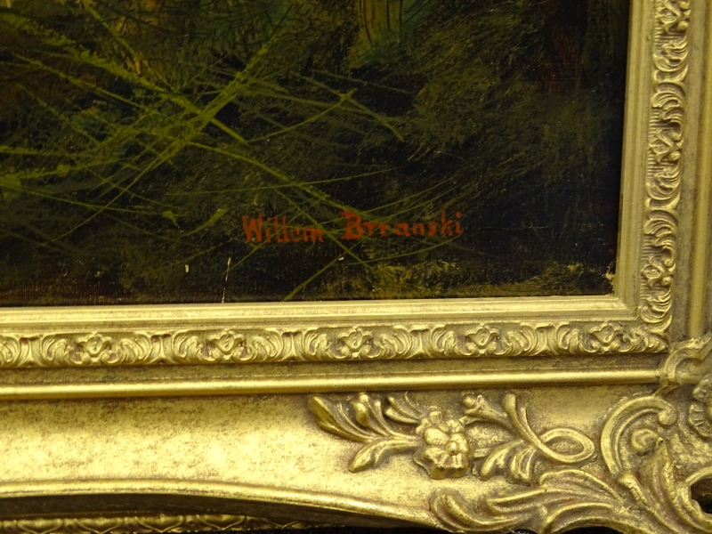 Follower of De Breanski. Mountain river scene, oil on canvas, signed, 49cm x 74cm. - Image 3 of 4