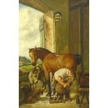 J. Howard (19thC/20thC). At the Inn, The Blacksmith, oil on canvas - pair, signed and dated (18)91,