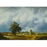 Daniel Van der Putten (b.1949). Approaching storm at Blisworth, Northamptonshire, oil on panel, sign
