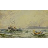 Edward H. Simpson (1901-1989). Keel boats leaving Whitby, watercolour, signed and titled verso, 12.5