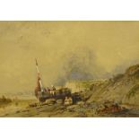 Henry Barlow Carter (1803-1867). Fishing boat on a beach, watercolour, 17.5cm x 24.5cm.
