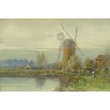 J. West (19thC). Eventide near Burton Broads, watercolour, signed and titled, 36cm x 53cm.