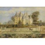 WITHDRAWN BY VENDOR W.R. Bertolacci (19thC). Horse and rider with chateau in the background, waterco