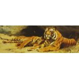 20thC School. Tigers, a pair of coloured prints, (2) 39.5cm x 89.5cm.