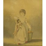 C Dighton (19thC). Young child holding a doll, watercolour, signed and dated 1802, 19cm x 16cm, and