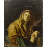 Continental School. Madonna, oil on canvas, 61.5cm x 51cm. Label verso B.E. Murillo.