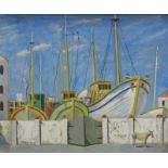 Rudolph Inlec (20thC). Fishing boats in dry dock, oil on board, signed and dated (19)66, 60cm x 72.5