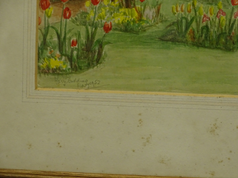 Mary Dudding (19thC/20thC). Our garden in May, watercolour, signed, dated May 1952, 33.5cm x 23.5cm. - Image 3 of 4