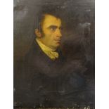 18thC/19thC British School. Half length portrait of a gentleman wearing a white neck scarf, oil on c