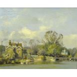 Trevor Chamberlain (b.1933). Dobbs Weir Herts, oil on canvas, signed, titled and dated 1970, 40cm x