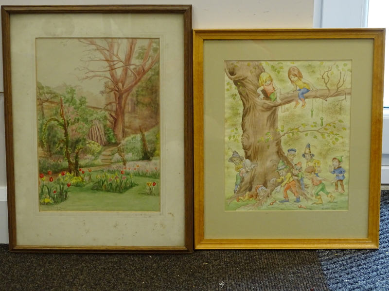 Mary Dudding (19thC/20thC). Our garden in May, watercolour, signed, dated May 1952, 33.5cm x 23.5cm. - Image 2 of 4