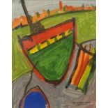 20thC British School. Three Green Boat Newlyn, watercolour, titled, 24cm x 18.5cm.