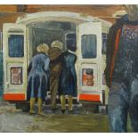 Noel R. Brannan (1921-2001). Community bus, oil on canvas, titled verso, 61cm x 63cm.