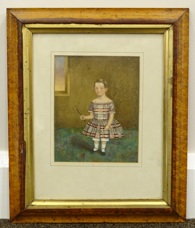 19thC British School. Portrait of a Child, watercolour, 17.5cm x 14cm. - Image 2 of 3