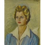 Margaret Clarke (20thC). Ann, oil on canvas, signed, 53.5cm x 43cm. Label verso The Chelsea Art Soci