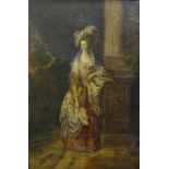 19thC School. Lady in costume, oil on canvas, 91cm x 60cm.