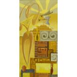 A.J. Rose (20thC). Figural abstract, oil on canvas, signed, dated 1969 Peru, 99cm x 48.5cm.