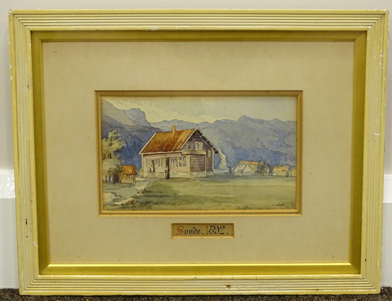 E.C.S. (19thC/20thC). Sovde, watercolour, initialled, titled and dated 1892, 11cm x 18.5cm. - Image 2 of 4