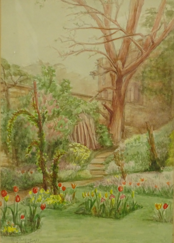 Mary Dudding (19thC/20thC). Our garden in May, watercolour, signed, dated May 1952, 33.5cm x 23.5cm.